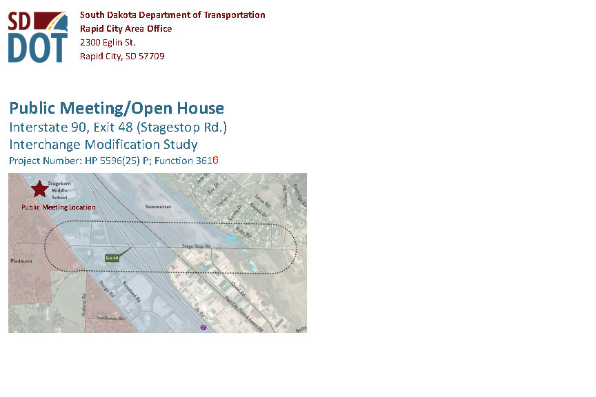 Postcard back: Interstate 90 Exit 48 Interchange Modification Study open house details