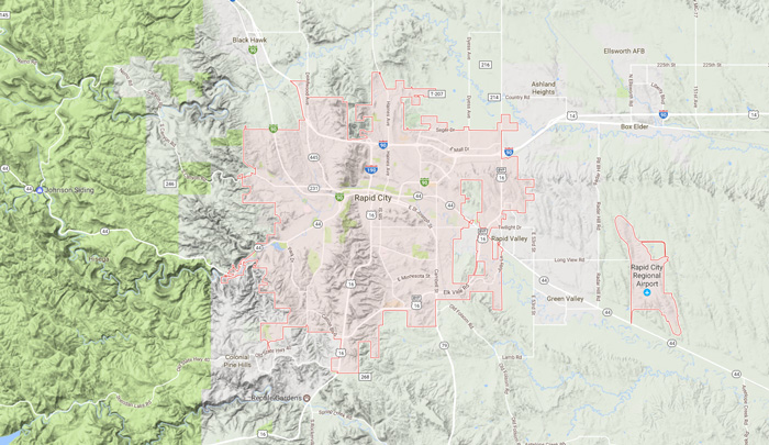 Map of the Rapid City area: open the MPO mapping tool